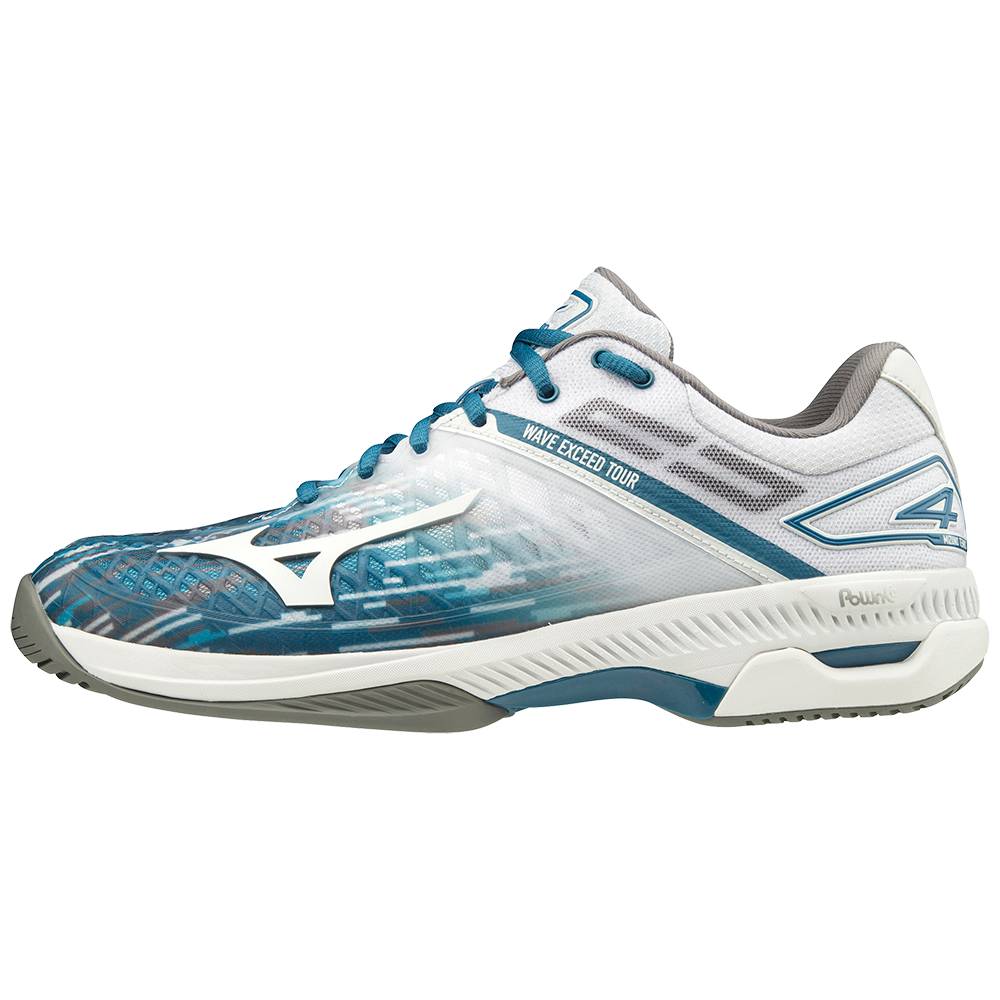 Mens Mizuno Wave Exceed Tour 4 AC Tennis Shoes Blue/White Philippines (GWZYHJ981)